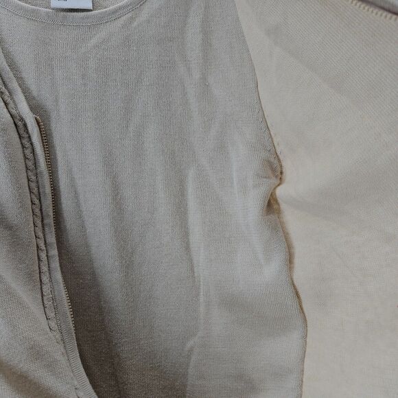 Sag Harbor Womens Sweater Beige Size Small Ramie Blend Tank Sewn In Zipper Close - Picture 10 of 12